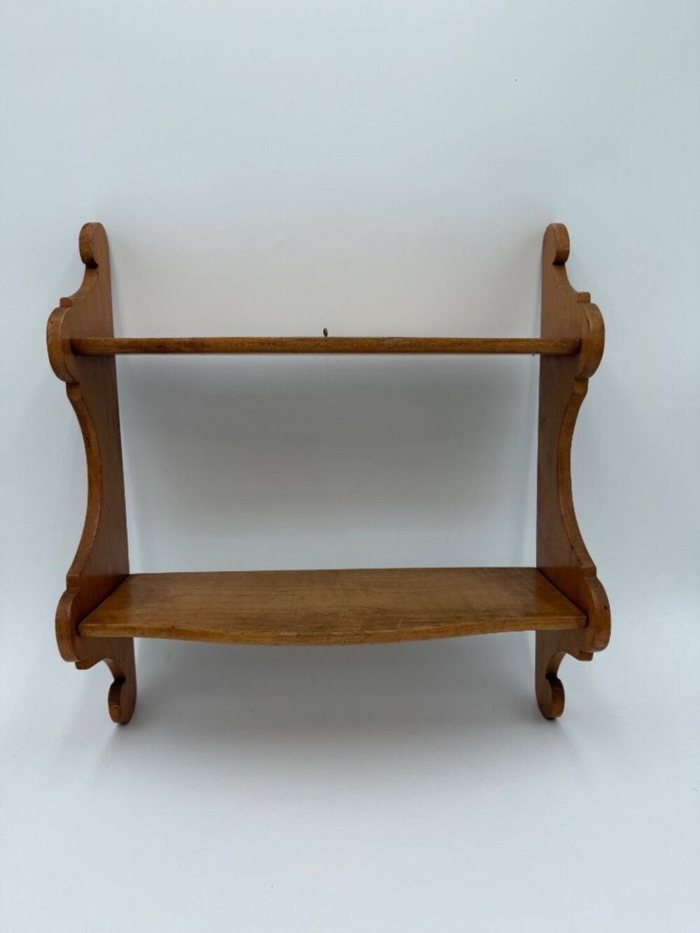 Vintage Wooden Wall Shelf Two Tiers Spice Rack Rustic Grandmacore Cottagecore Tr